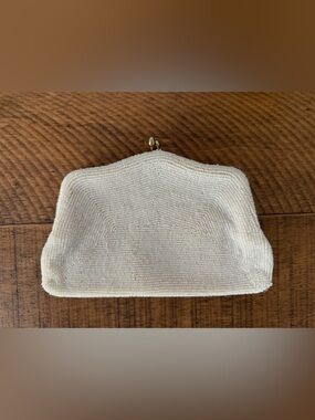 Ivory Beaded Kiss-Lock Clutch